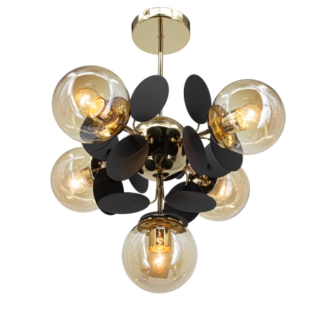 Lampa wisząca metalowa złoto-czarna 5-punktowa 8075/5 - Lampy Elem